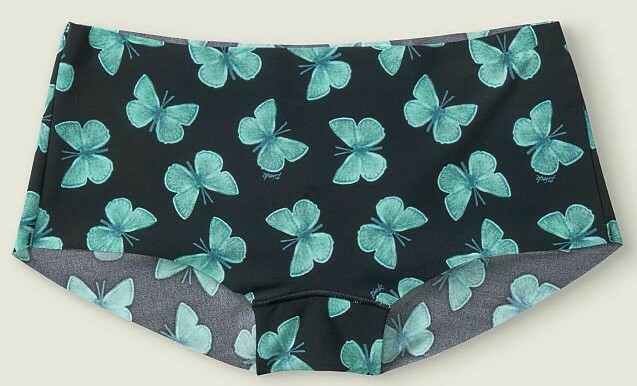 Victoria’s Secret PINK No-Show BOYSHORT Panty Black Blue Butterflies XS S M L