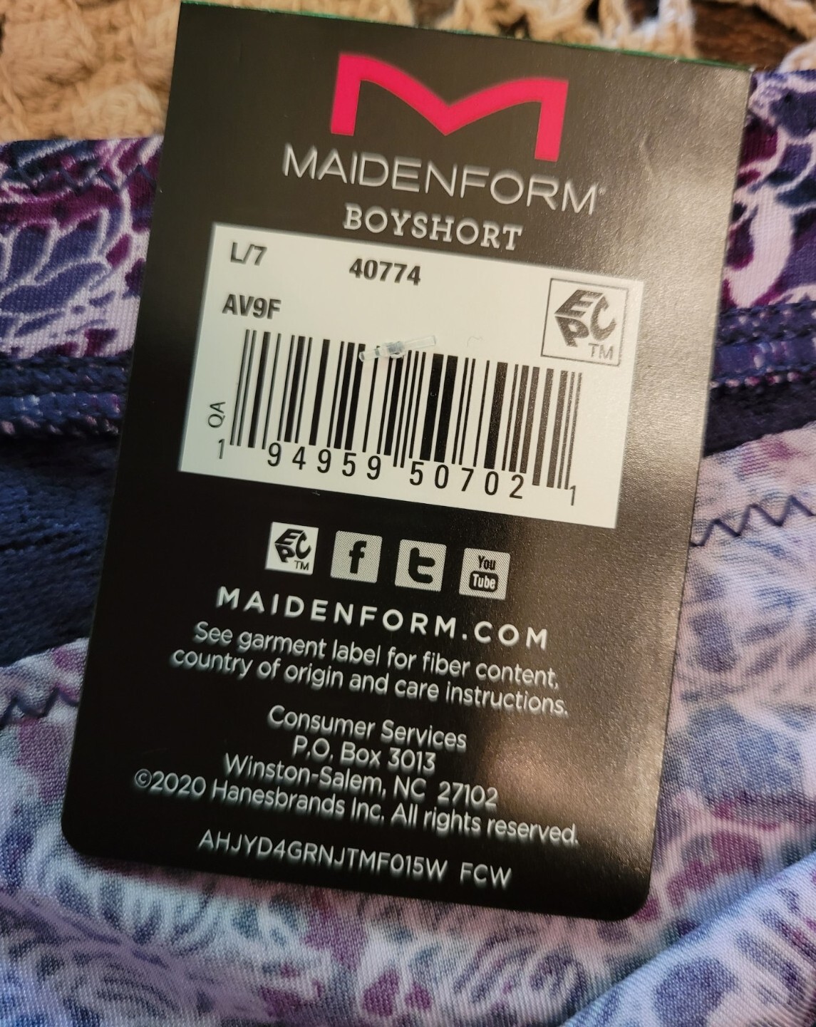 L/7 MAIDENFORM Fits Like a Dream Microfiber Boyshort Panty 40774 New With Tag