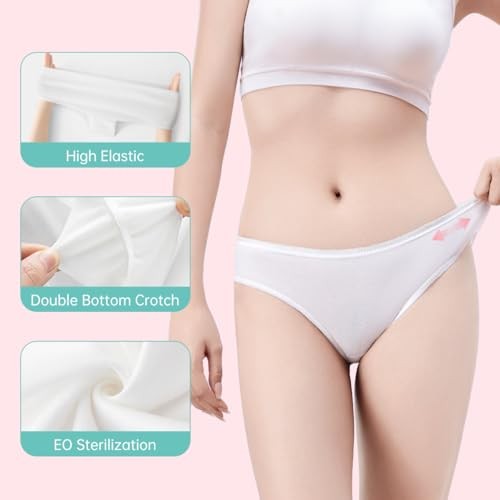 Disposable Underwear for Women, 10 Pack Cotton Ladies Briefs Small White-10pcs