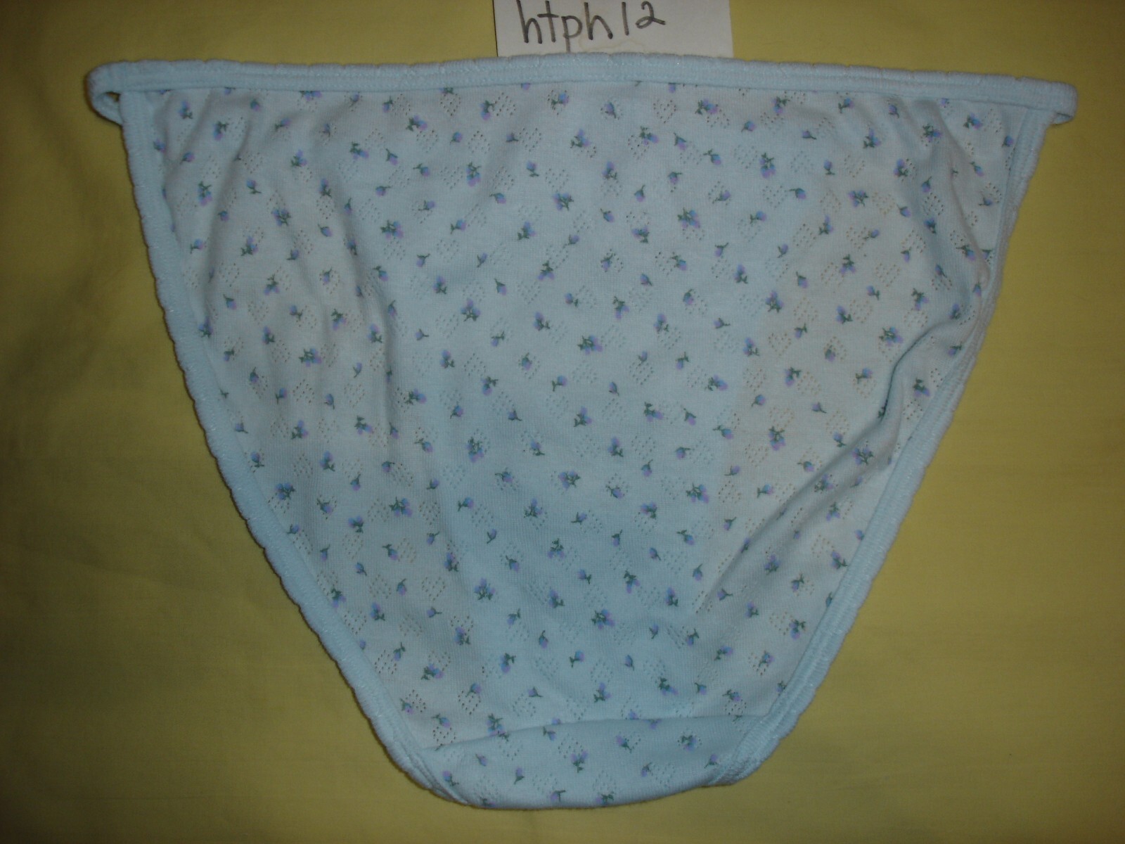 NWT New Victoria’s Secret Pink Soft Cotton Blue Flower String Bikini S Panties
