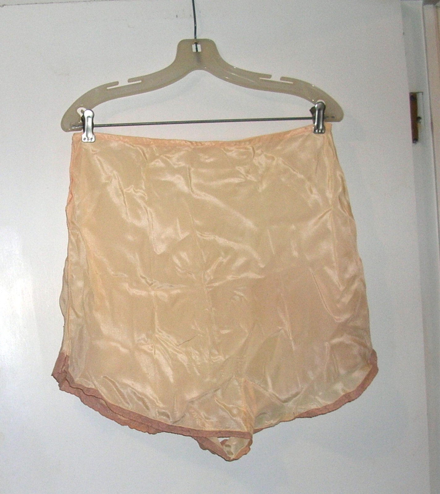 Art Deco Flapper Silk/Satin Lace Trim, side button, Under garment Beige Rose #B