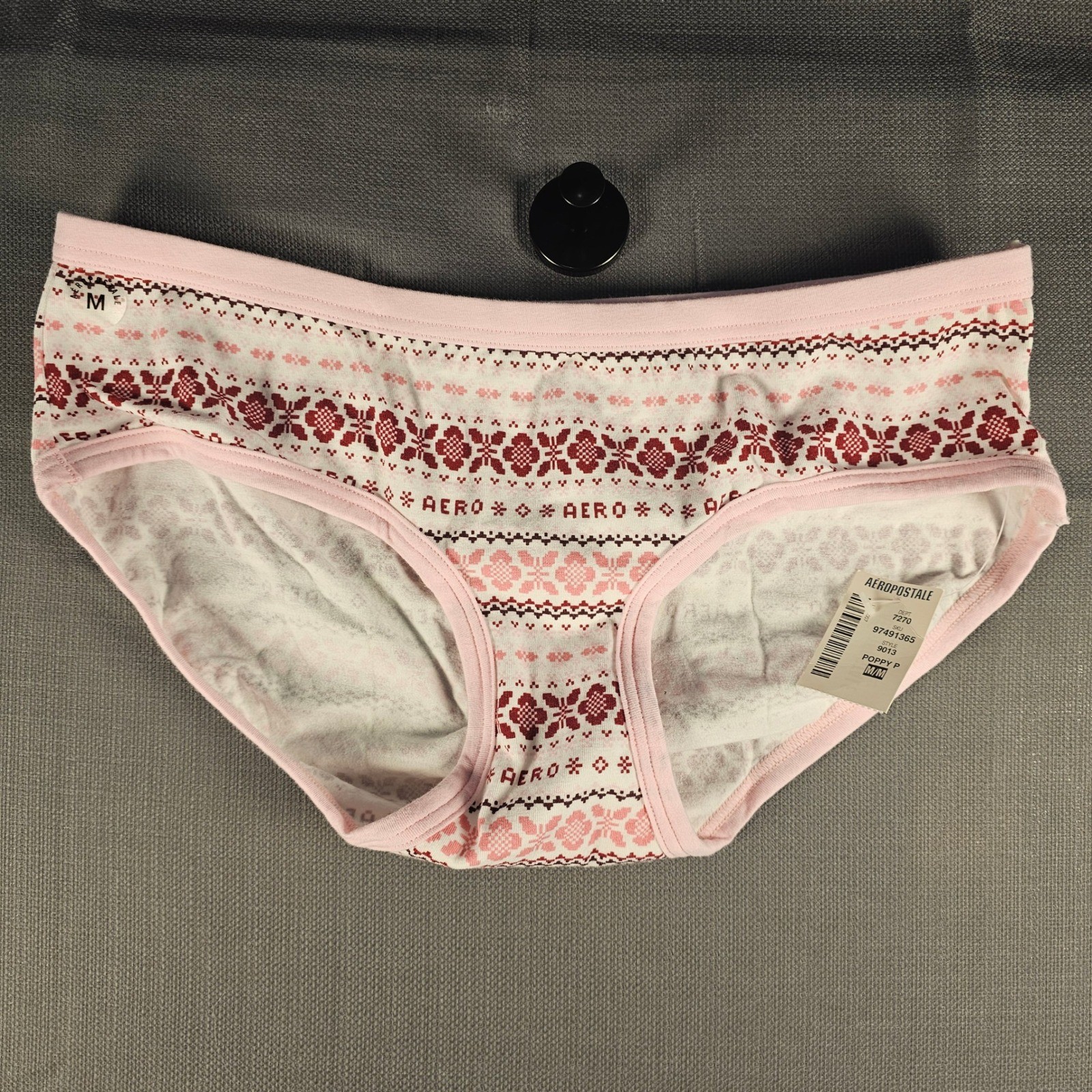Aeropostale Womens Pink Fair Isle Snowflake Logo Bikini Underwear NWT Size M