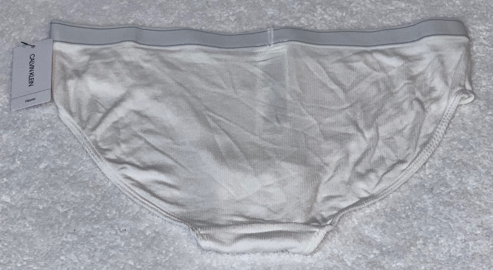 CALVIN KLEIN Pure Ribbed Soft Modal White Grey Hipster Panty Womens S 5 L 7 XL 8