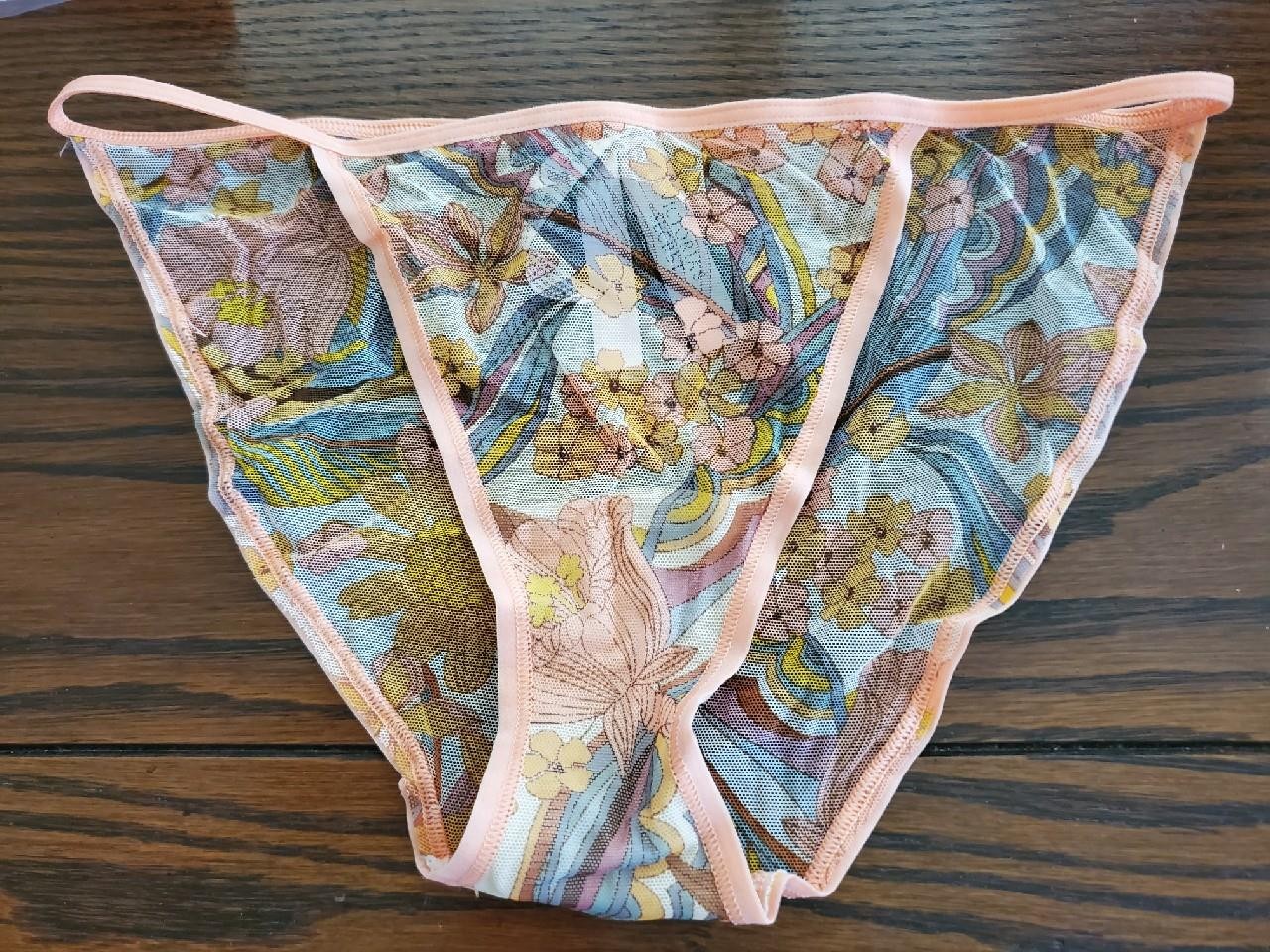 NWT RARE Victoria’s Secret STRING BIKINI PANTIES SHEER FLORAL MULTI 11097835 M