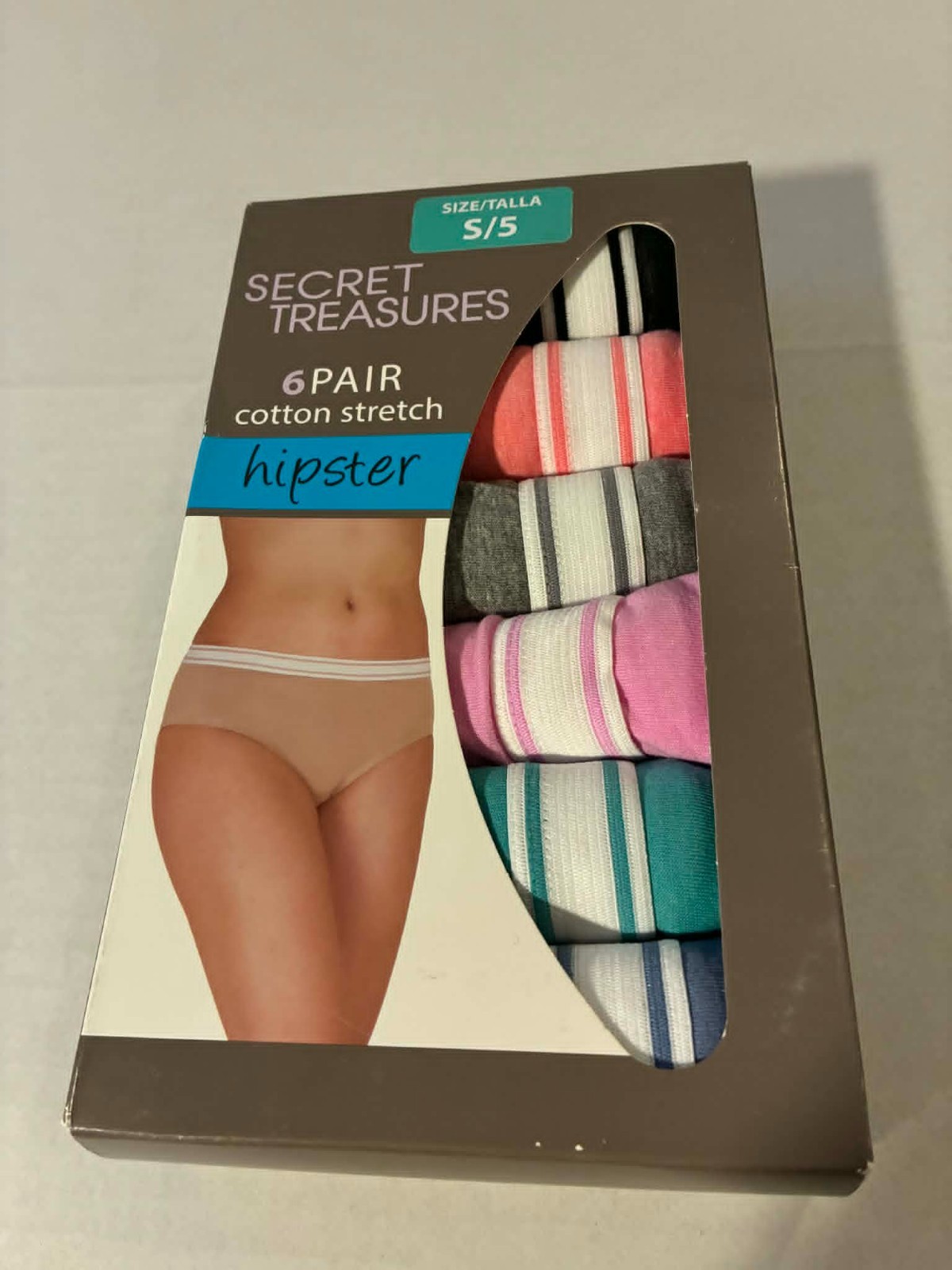 Secret Treasures Hipster Panties 6 Pair Small S/5 Cotton Stretch Striped Multi