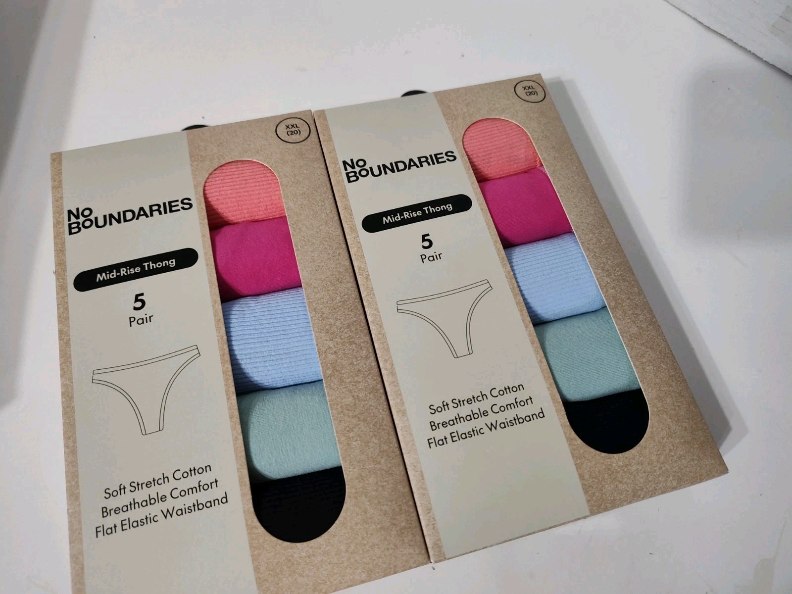No Boundaries Mid-rise Thong Underwear Soft Stretch Cotton 10 Pairs Size XXL (20