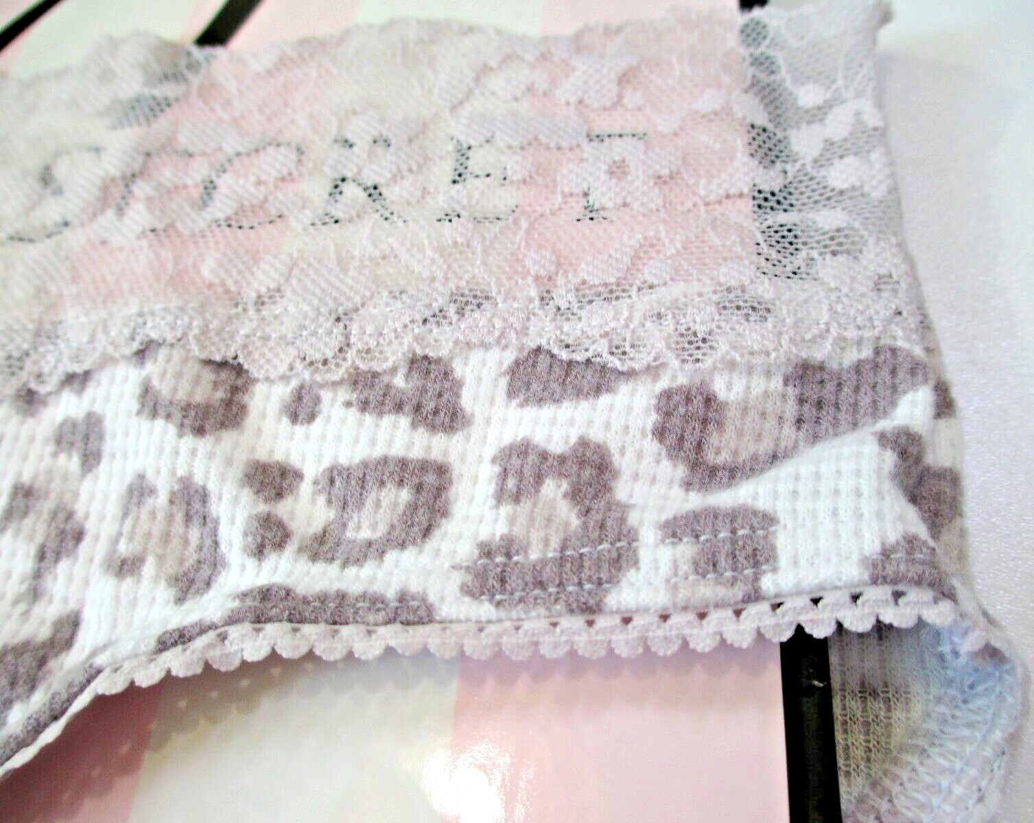 VICTORIA’S SECRET Thermal Hiphugger Panty VS Purple Gray Leopard S L Lace Waist