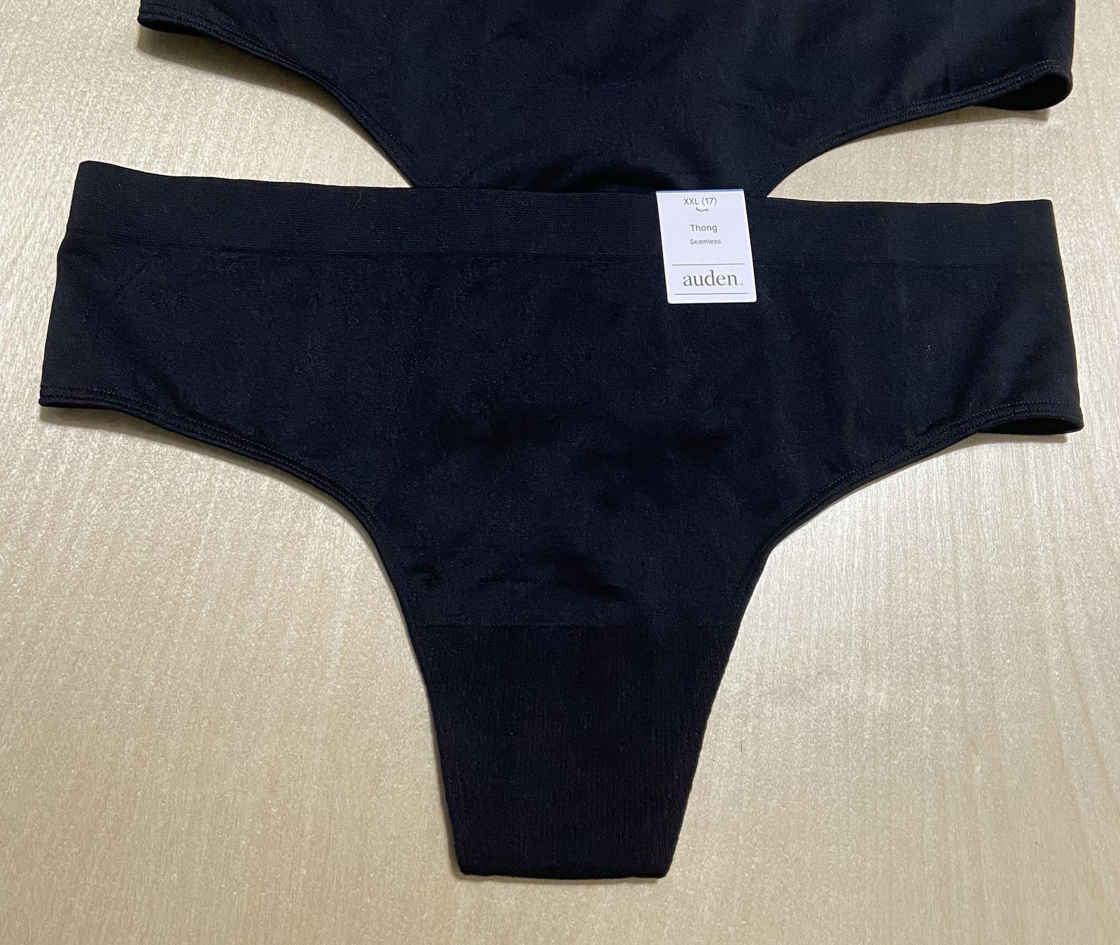 Auden Women’s Size 2XL (17) Seamless Cotton Blend Thong Panties 4 Pack in Black