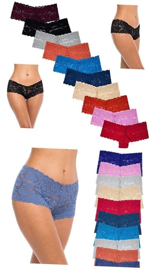 Women’s Lace Hipster Large 10 Pack – Hipster & Boyleg Mix Assorted Color