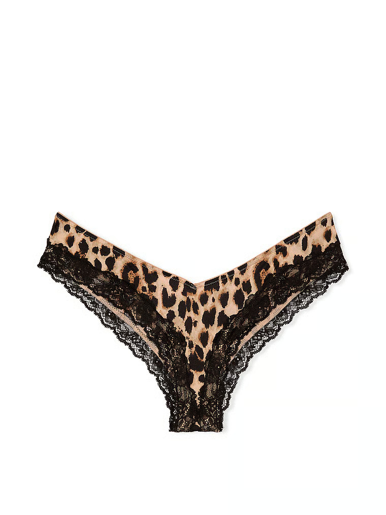 Victoria’s Secret (NWT) Animal Print Black Lace Cheeky Sz. Medium