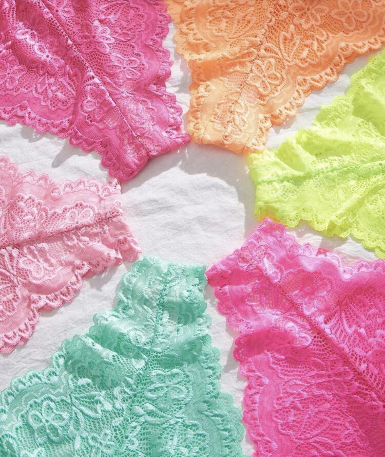Women’s Lace Sexy Bikini Panties Floral Neon Multicolor Stretch 6pk Large
