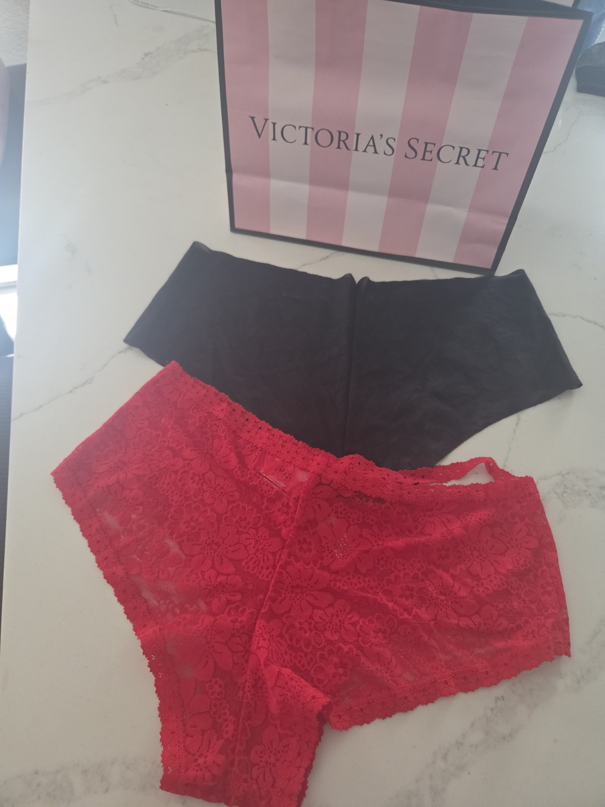 Victoria’s Secret Panties 4 Pack Lace Boyshort Thong Floral Stretch L Multi