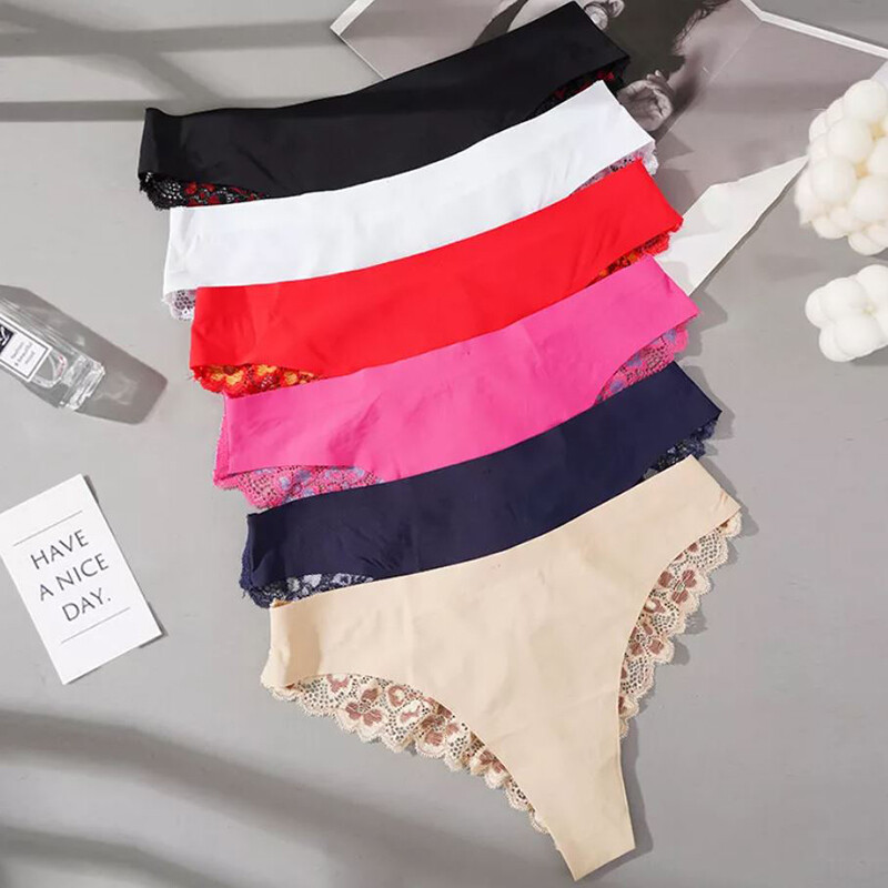 6 Pack Lot Sexy Womens Lace Panties Underwear Briefs Sheer Thongs Lingerie Sissy
