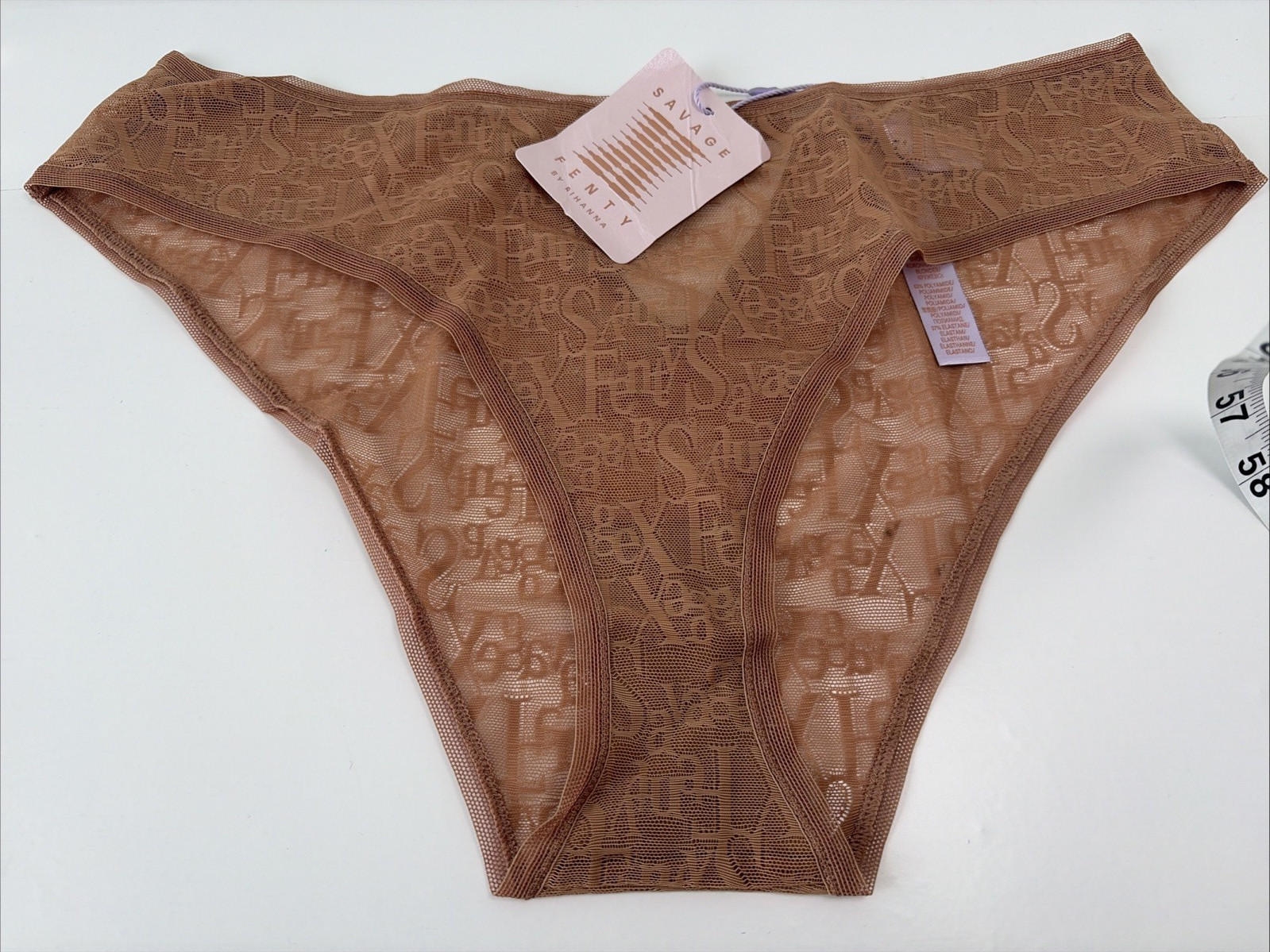 Savage x Fenty Panties Sweet Latte Nude Signature Script Cheeky Women Size 12-14