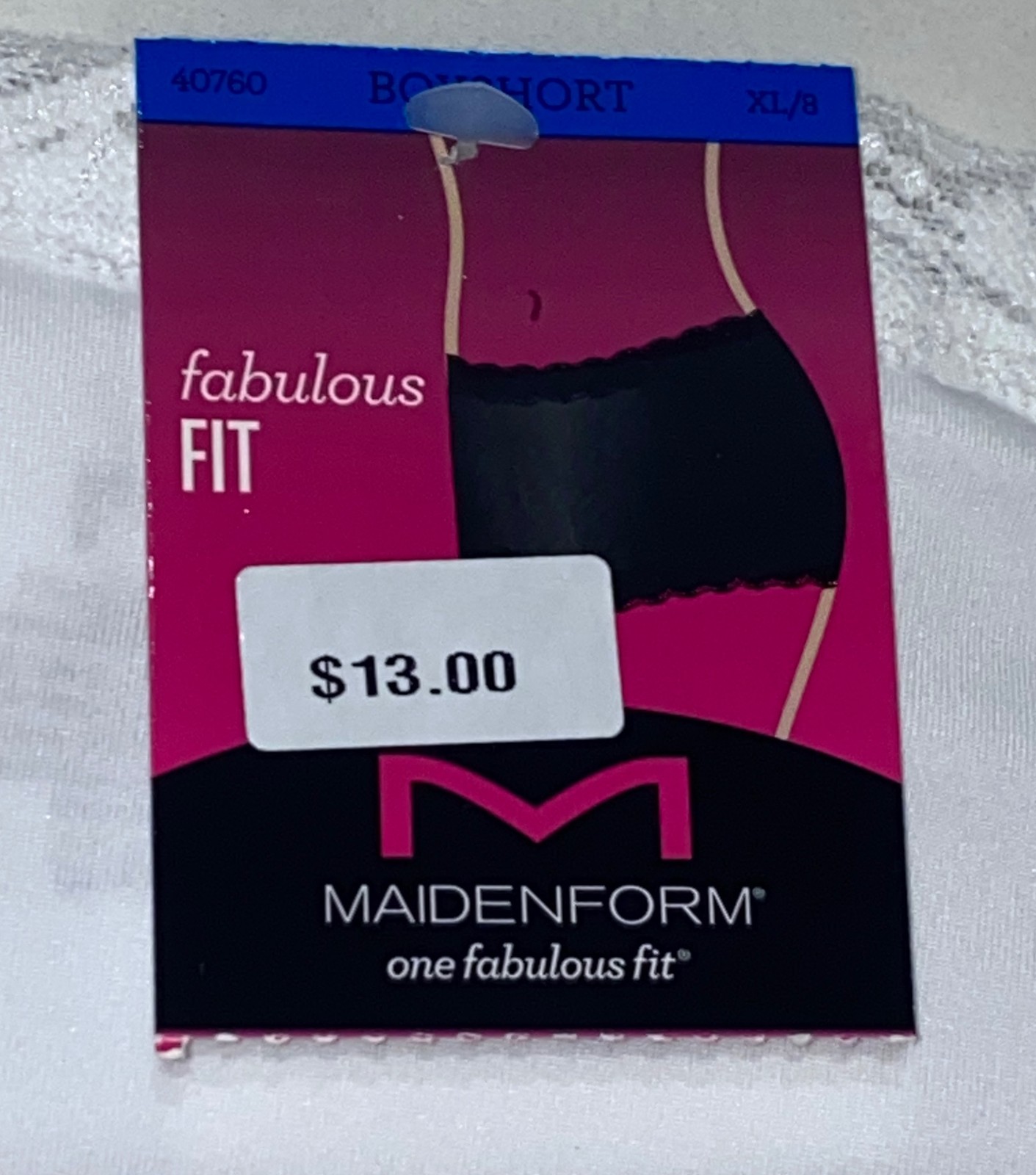 MAIDENFORM Fabulous Fit Classic Lace Trim White Boyshort Panty Womens S 5 XL 2XL