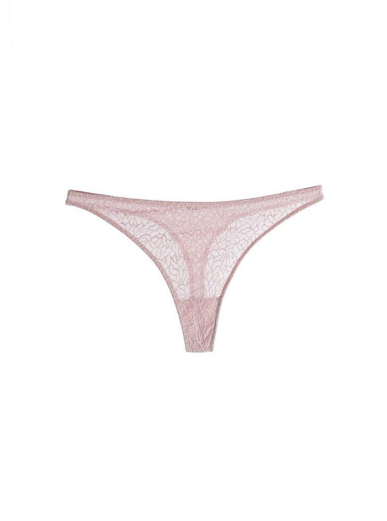 ELSE L1967 Zoe High-Leg Stretch Mesh Pink Thong Size Medium