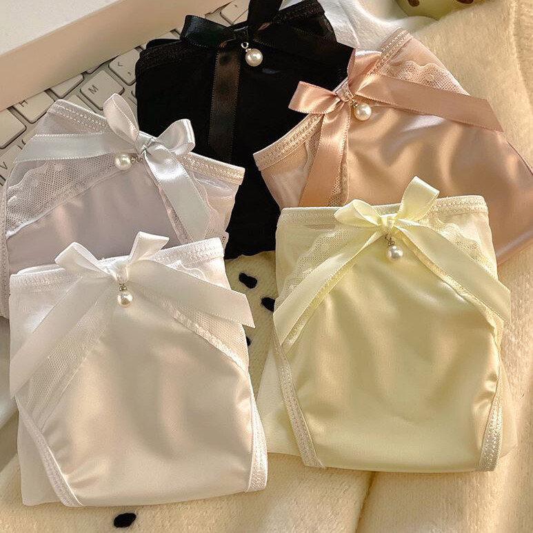 5Pack Lot Womens Satin Panties Bikini Brief Sheer See Through Underwear Lingerie