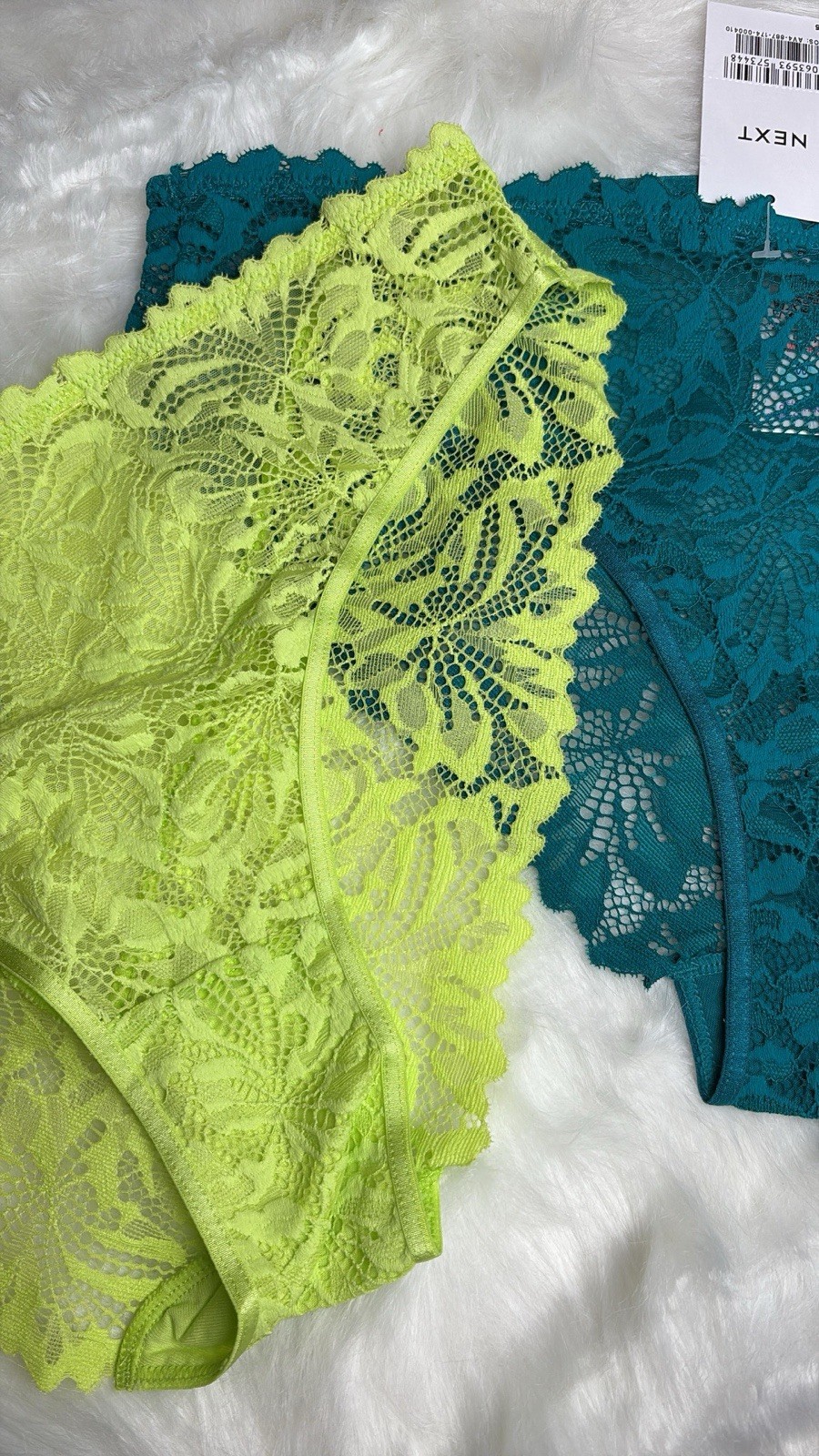 VALENTINE’S GIFT SET – NEXT HIGH-LACE KNICKERS – 2 PCS – UK16 – BLUE/GREEN