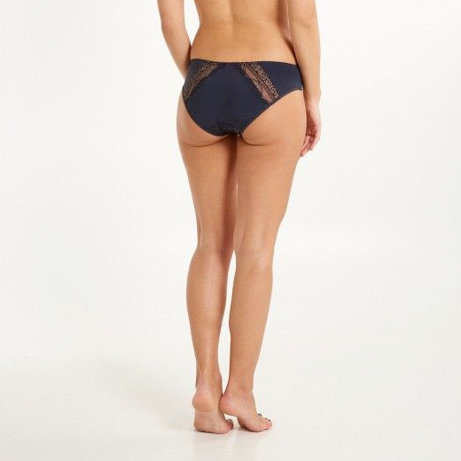 Lingadore Denim Blue & Latte Briefs Knickers Pants Semi Sheer front La Regina
