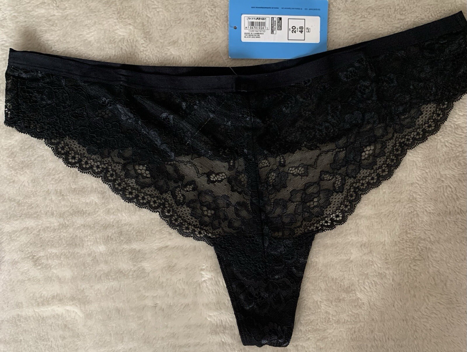 BNWT M&S Thong Lace mix UK 20 In Black