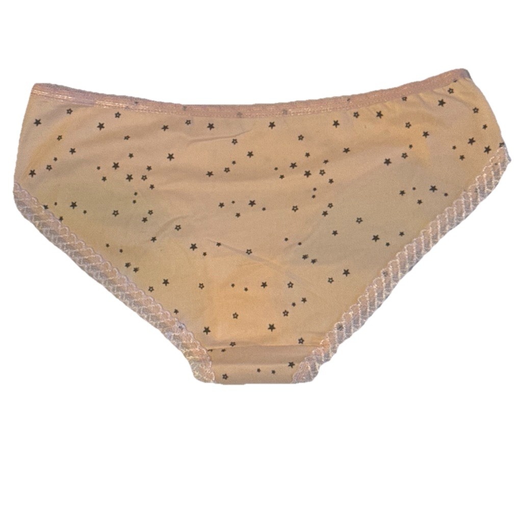 Women’s Bikini Panties 6-Pack Size SM/MED Pink Star Print Lace Trim Stretch