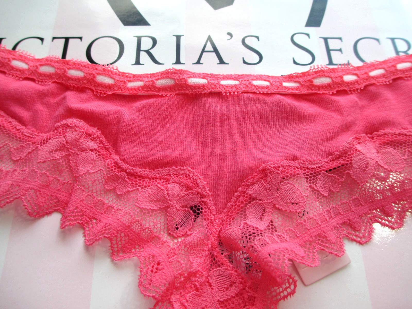VICTORIA’S SECRET Cotton High Leg Thong Panty S M L XL Poppy Red NWT Ribbon VS