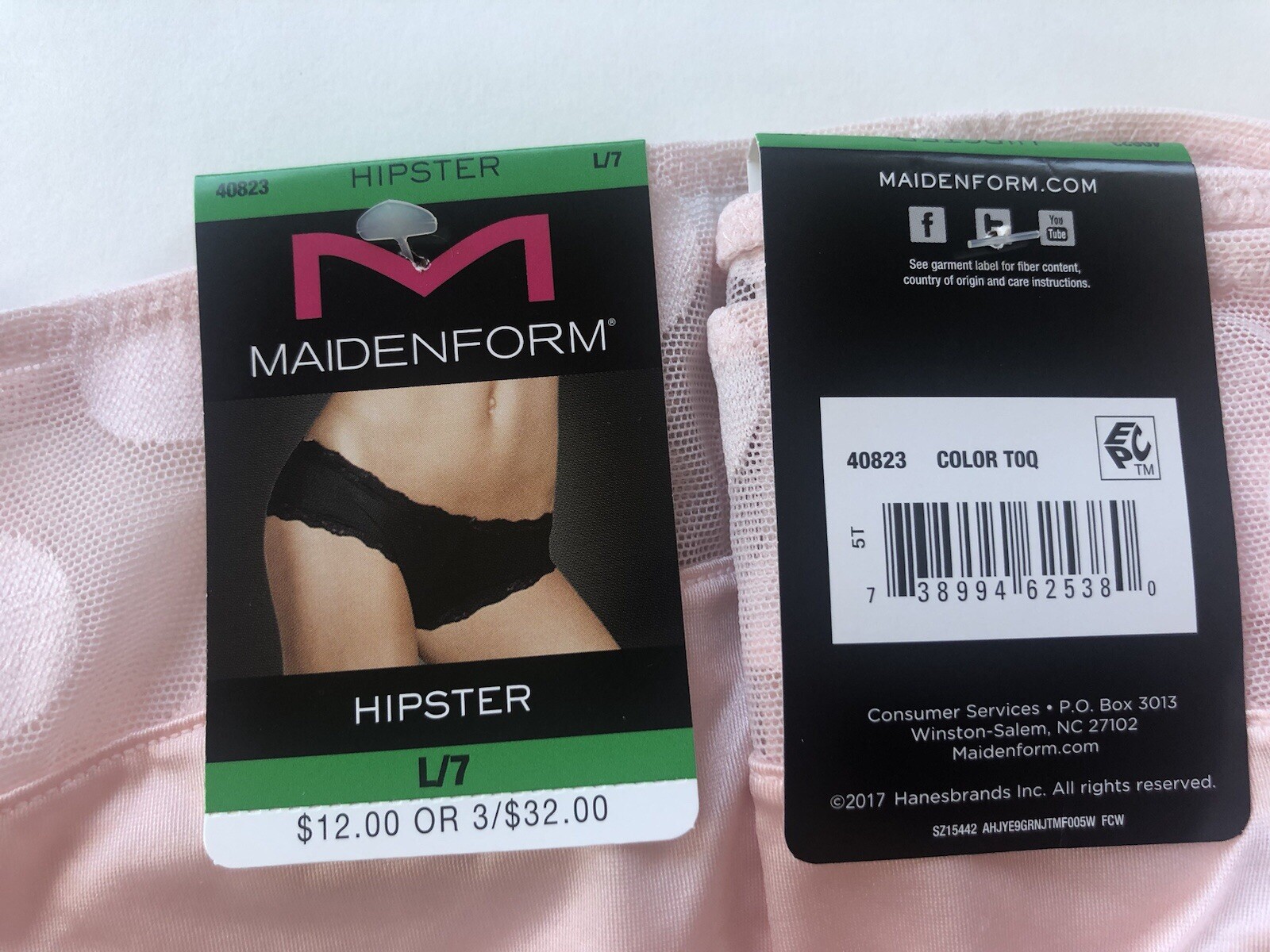 Maidenform Sheer Dot Hipster Panties Size L 7 Pink Pirouette 40823 2 Pairs NEW