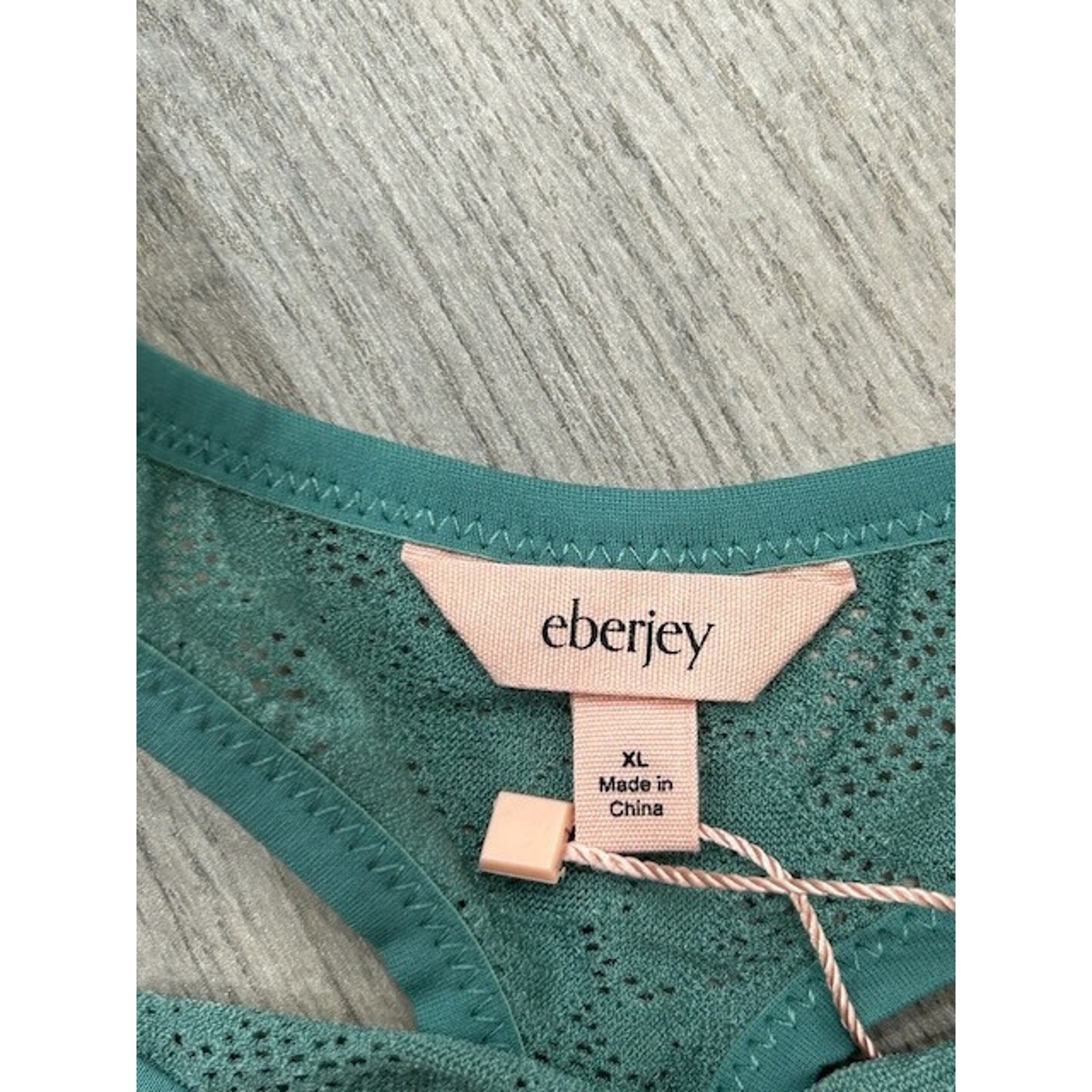Eberjey Womens Soft Stretch Thong Panty Mid Rise Elastic Trim Agave Size XL NWT