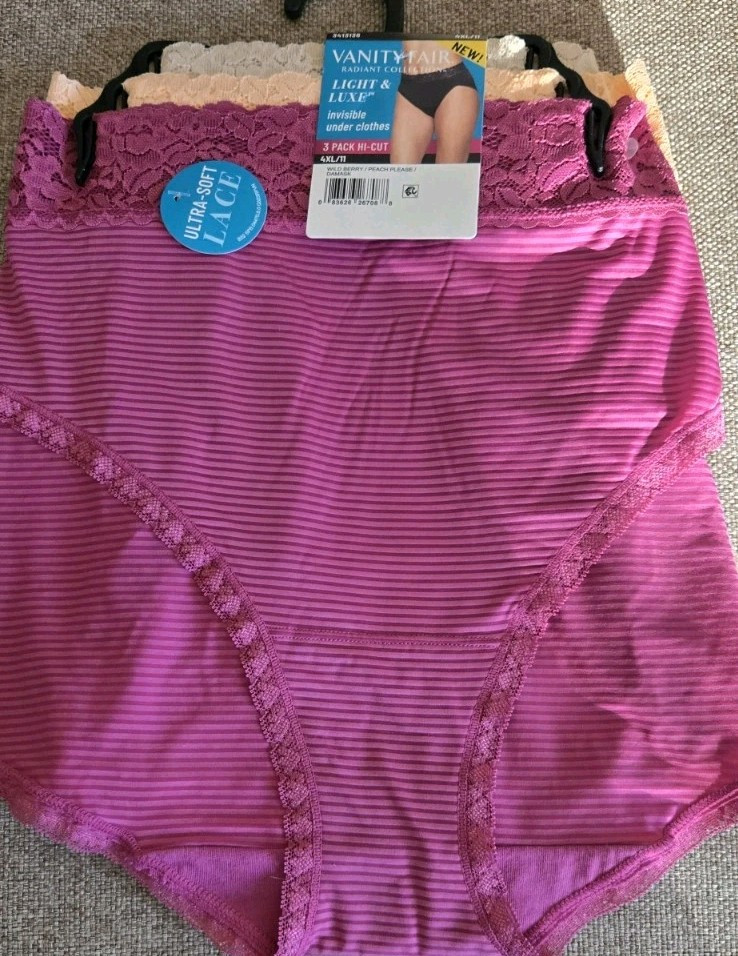 Vanity Fair Radiant Light & Luxe Lace Top Hi cut Panties-Pack Of 3-Size 11/4XL