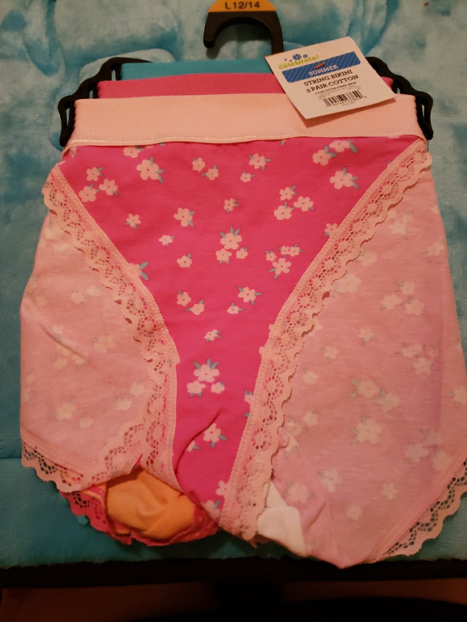 1 CELEBRATE! SUMMER 3-PACKS STRING BIKINI PANTIES SIZE L (12-14) NWT