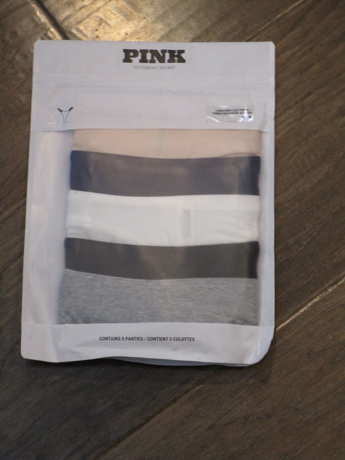 VICTORIA’S SECRET 5-PACK LOGO HIGH LEG THONG SPRING BASIC PANTIES SIZE MEDIUIM