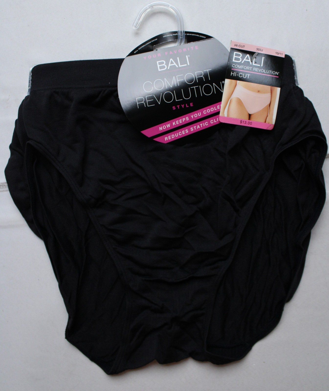 Bali Women’s Comfort Revolution Seamless Hi-Cut Brief DH3 Black 10/11 NWT