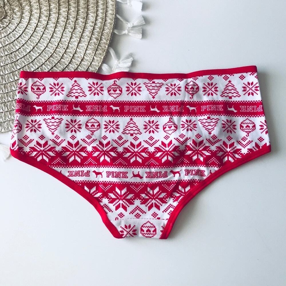 Victoria’s Secret PINK Cotton Hipster Panty Red Fairisle XL NEW