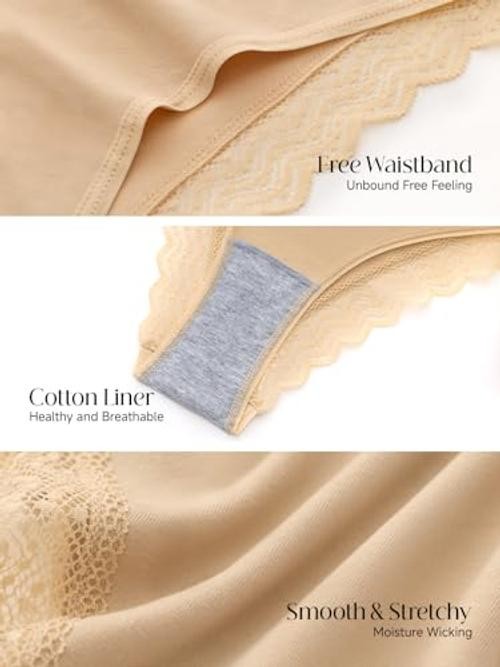 Womens Cotton Underwear Lace Cheeky Medium Black/Sienna/Sand/White-set 1