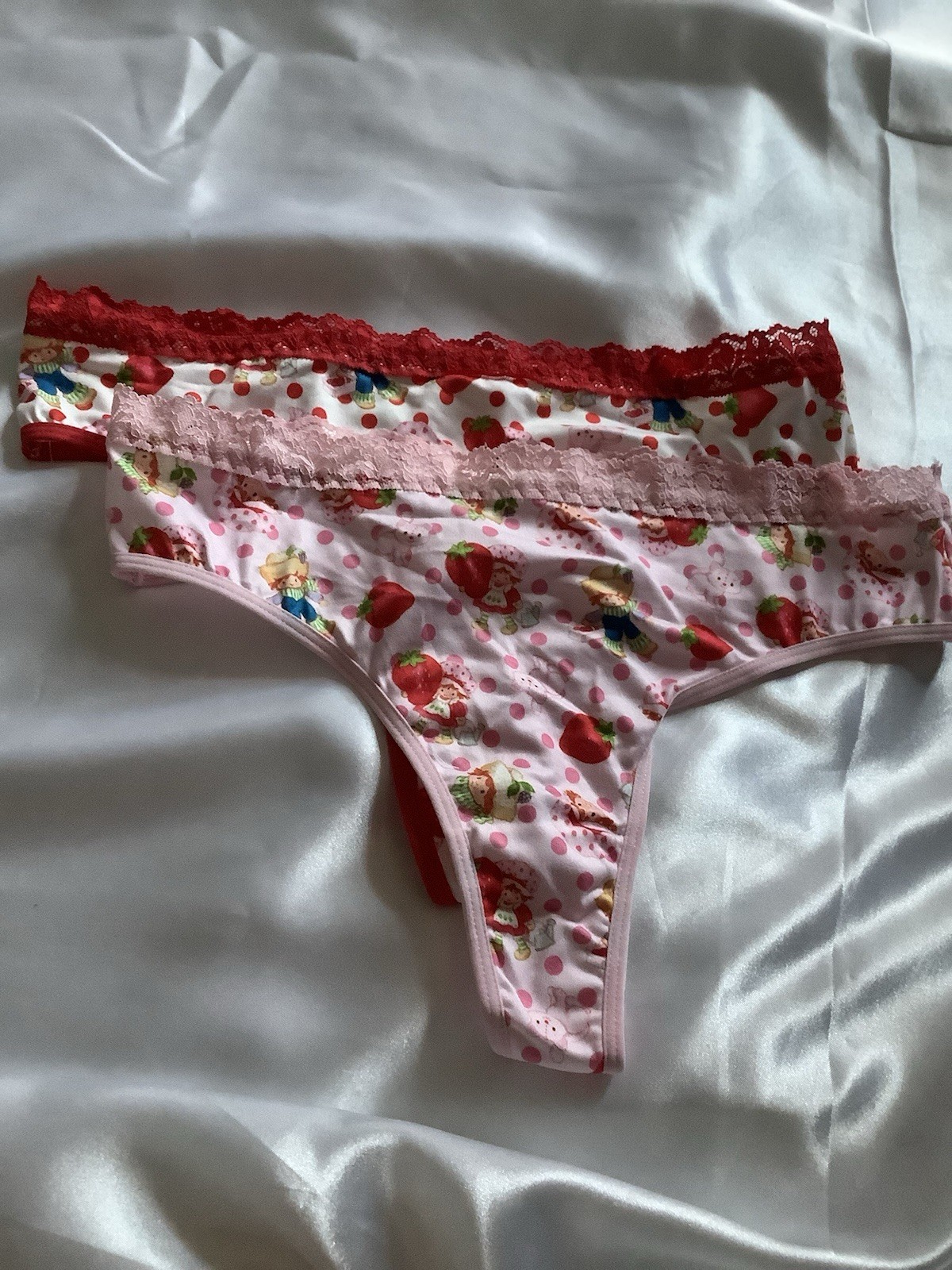 Women’s Teens Strawberry Shortcake Red Pink Kawaii Thong Panties 2pk Large