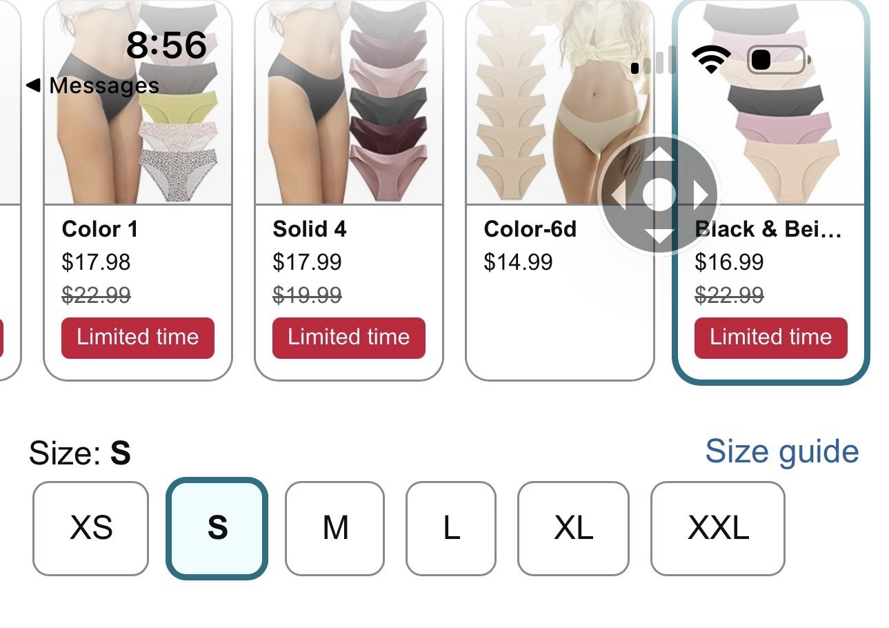 FINETOO 6 Pack Seamless Stretch Soft Hipster Panties Black Beige Khaki Size S