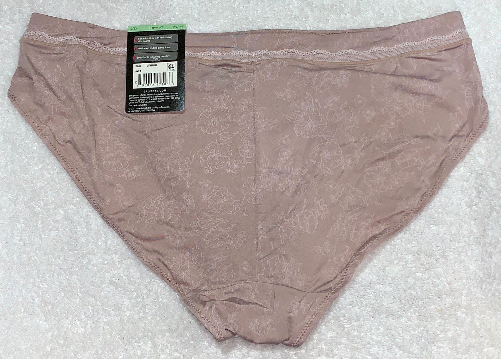 BALI One Smooth U Modern Microfiber Evening Blush Hi Cut Panty Womens XL 8 2XL 9