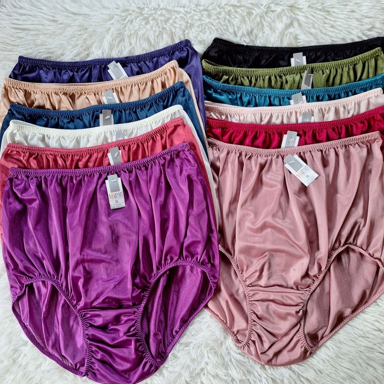 12 Plus Underwear Granny panties Nylon Woman Man Briefs Soft Silky Waist 44″-48″