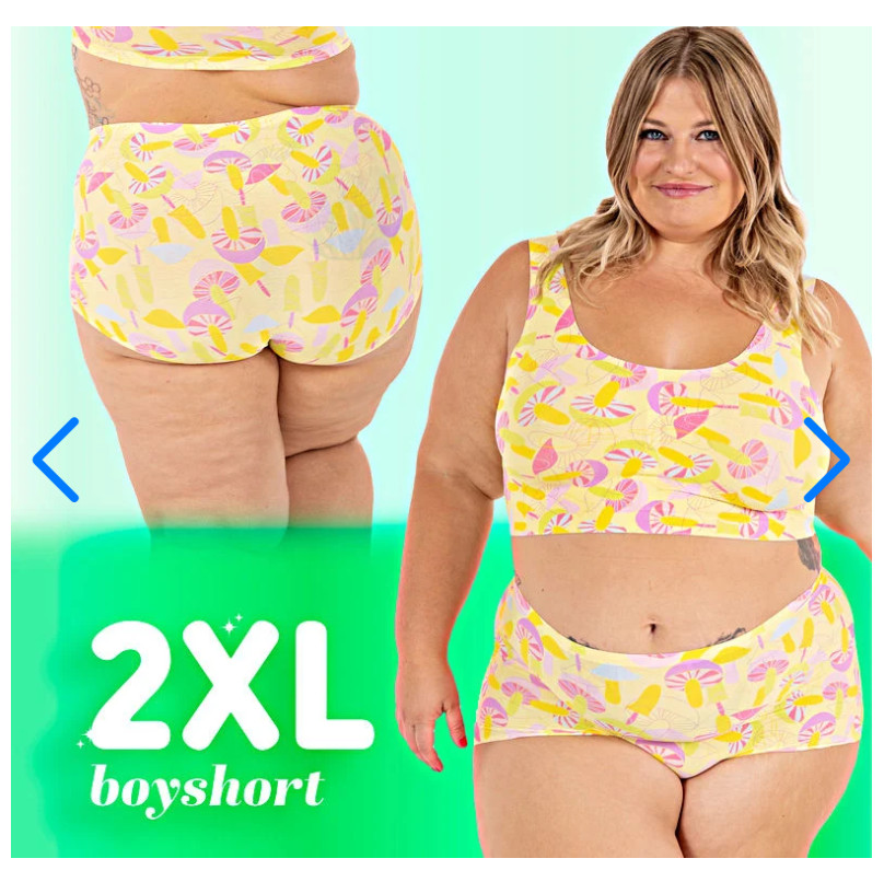 Cheek Boss Boyshorts 2X No Show 4 Pair New with Tags Flowers Hearts Tan