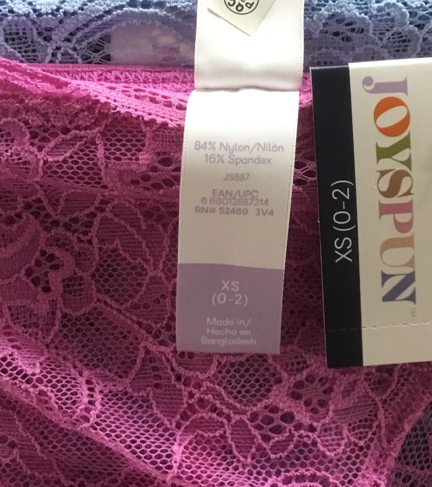 Joyspun Scalloped Lace String Bikini Panty 3-Pack Pink/Blue/Navy Size XS (0-2)