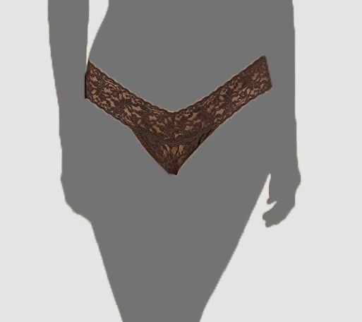 $24 Hanky Panky Women’s Brown Floral Lace Low-Rise Thong Panty Size OS
