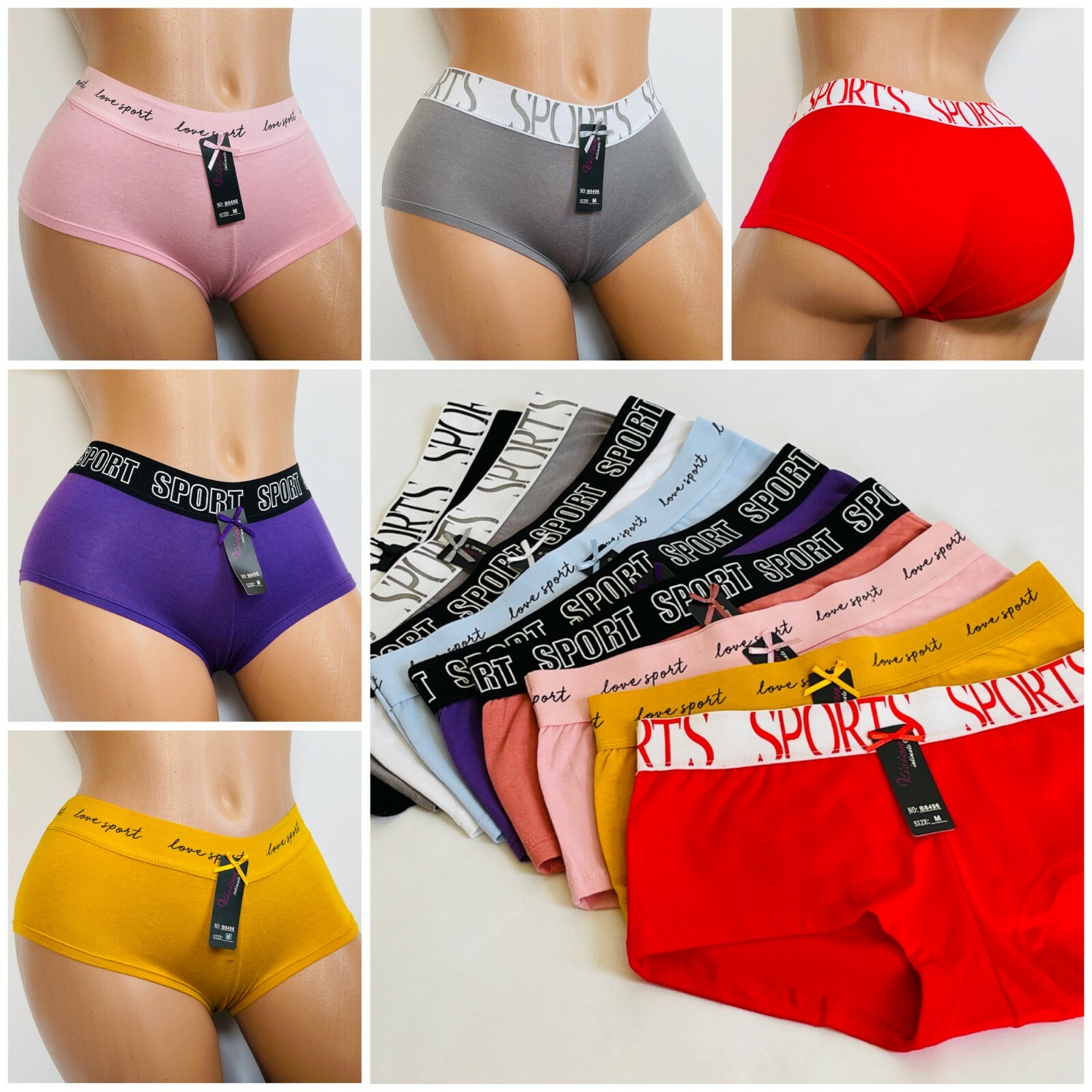NEW! 6-12 Boyshorts Panties Cotton Underwear Women Ladies Girls Boxer S -XL 8496