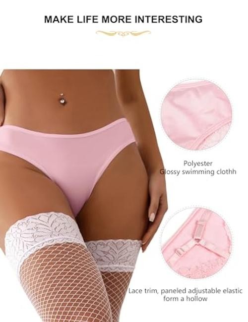 Women’s Sexy Thong Panties Lace Tangas Plus 3X-Large-4X-Large Style 3 Pink