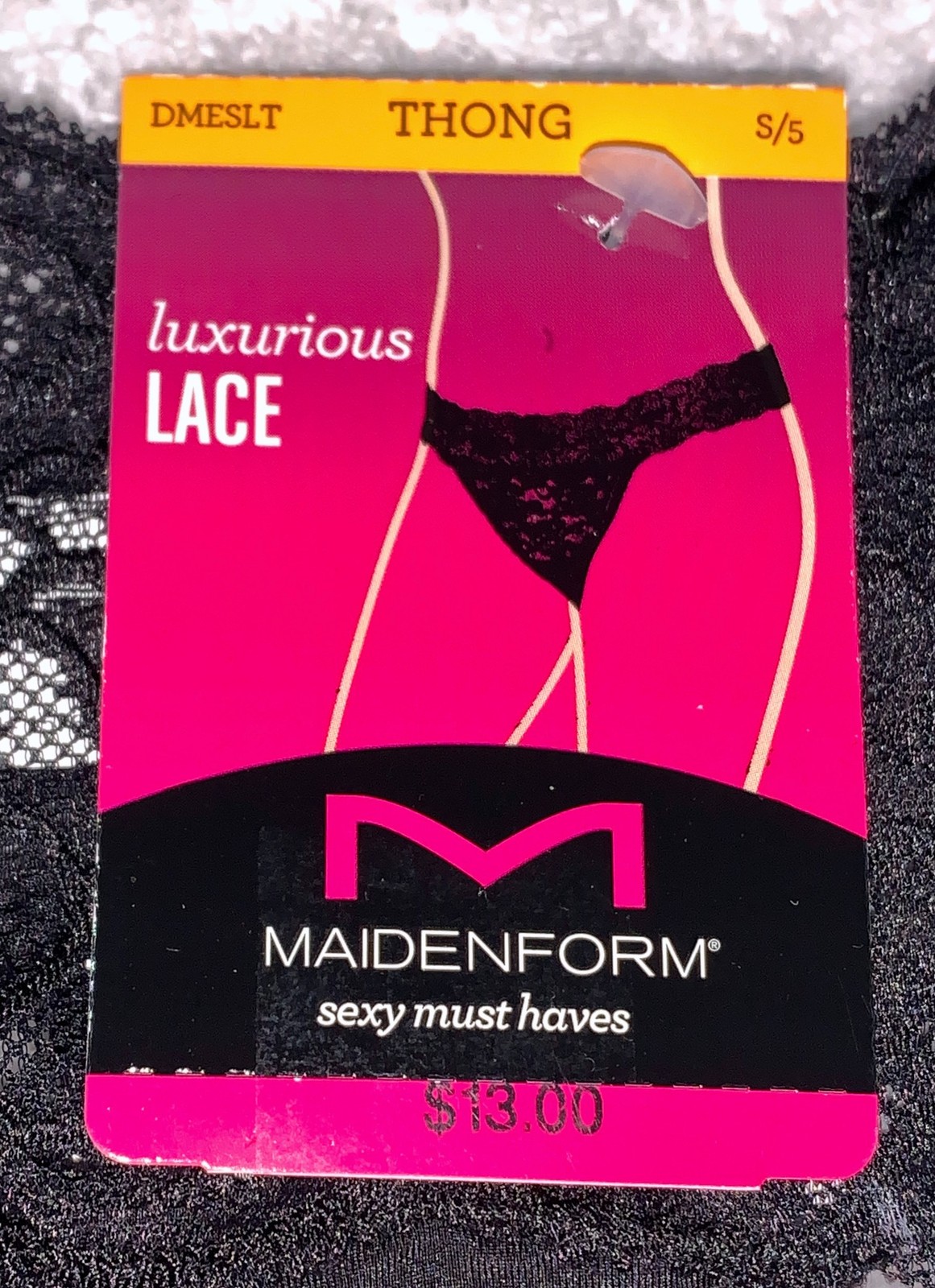MAIDENFORM Sexy Must Haves Luxurious Bloom Lace Black Thong Panty Womens S 5 L 7