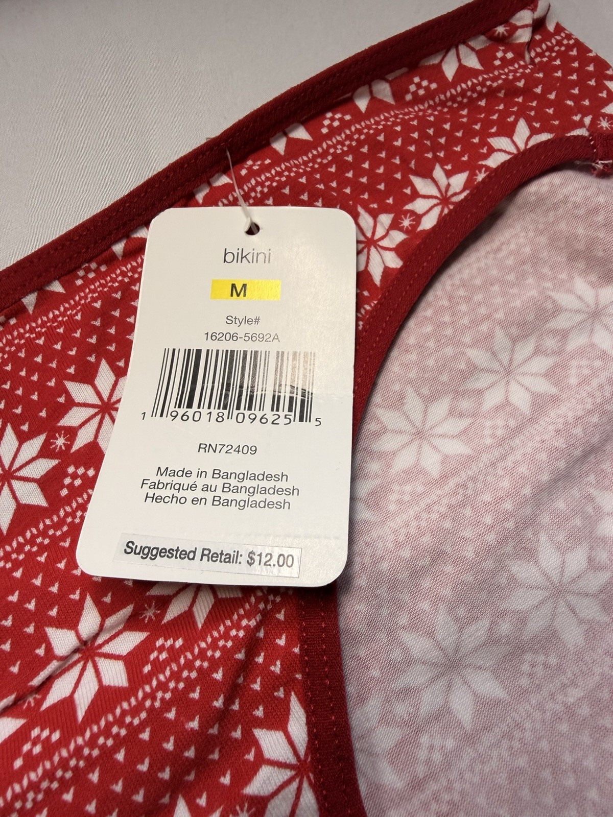 René Rofé Women’s Bikini Panties M Red/White Fair Isle MPN 16206-5622A