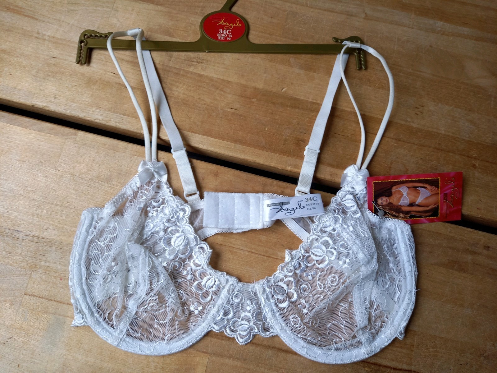 PETER STRINGFELLOWS ANGELS White Lace Twin String Straps Underwired 36B BRANDNEW