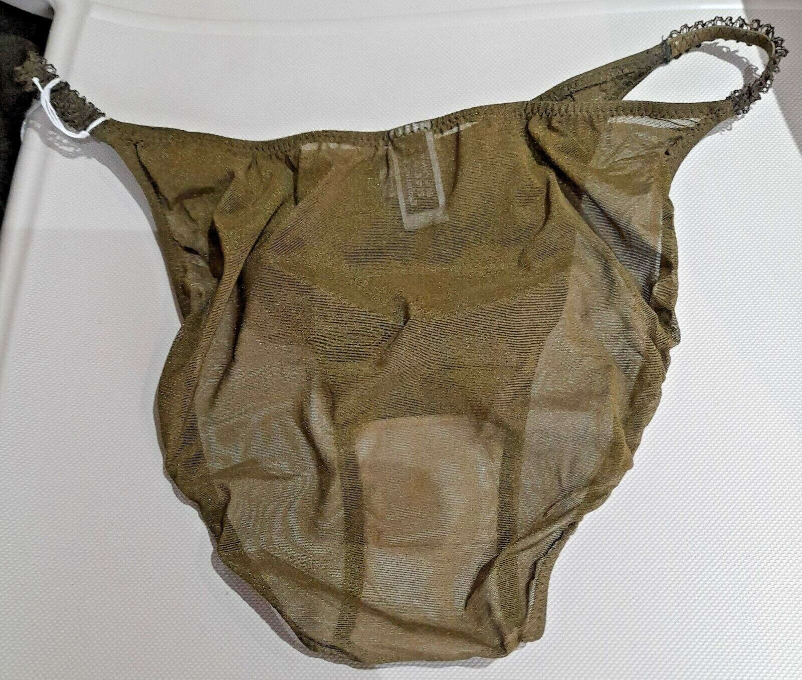 Janet Reger London Sheer Olive Mesh String Sided Brief