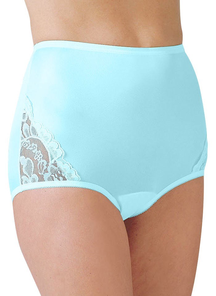 Vanity Fair Lace Nouveau 100% Nylon Full-Cut Azure Mist Brief Size 6/Medium