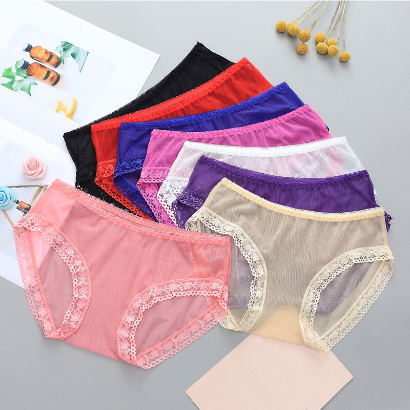 4 Pack Lot Sexy Womens See Through Lingeries Sheer Panties Full Briefs Underwear