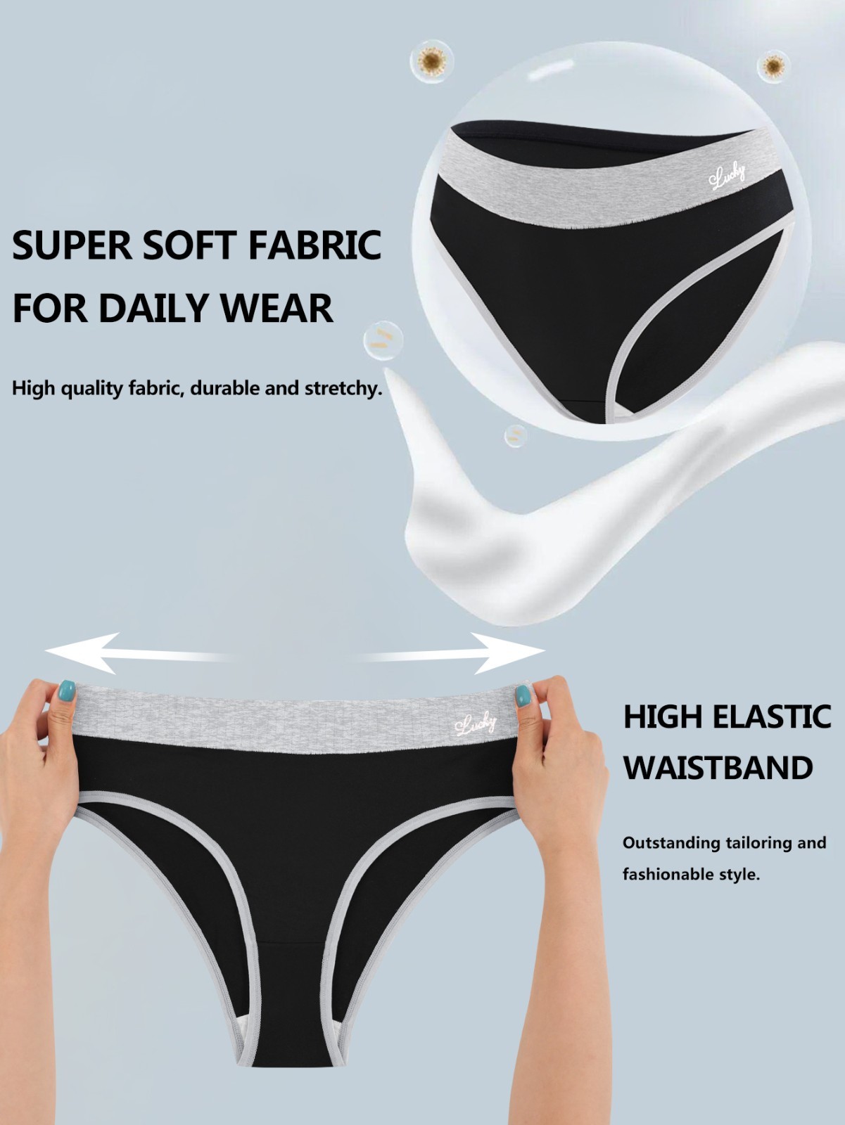 3 Pack Mid Rise Colorblock Thong Panties – Breathable Milk Silk Comfort S-2XL